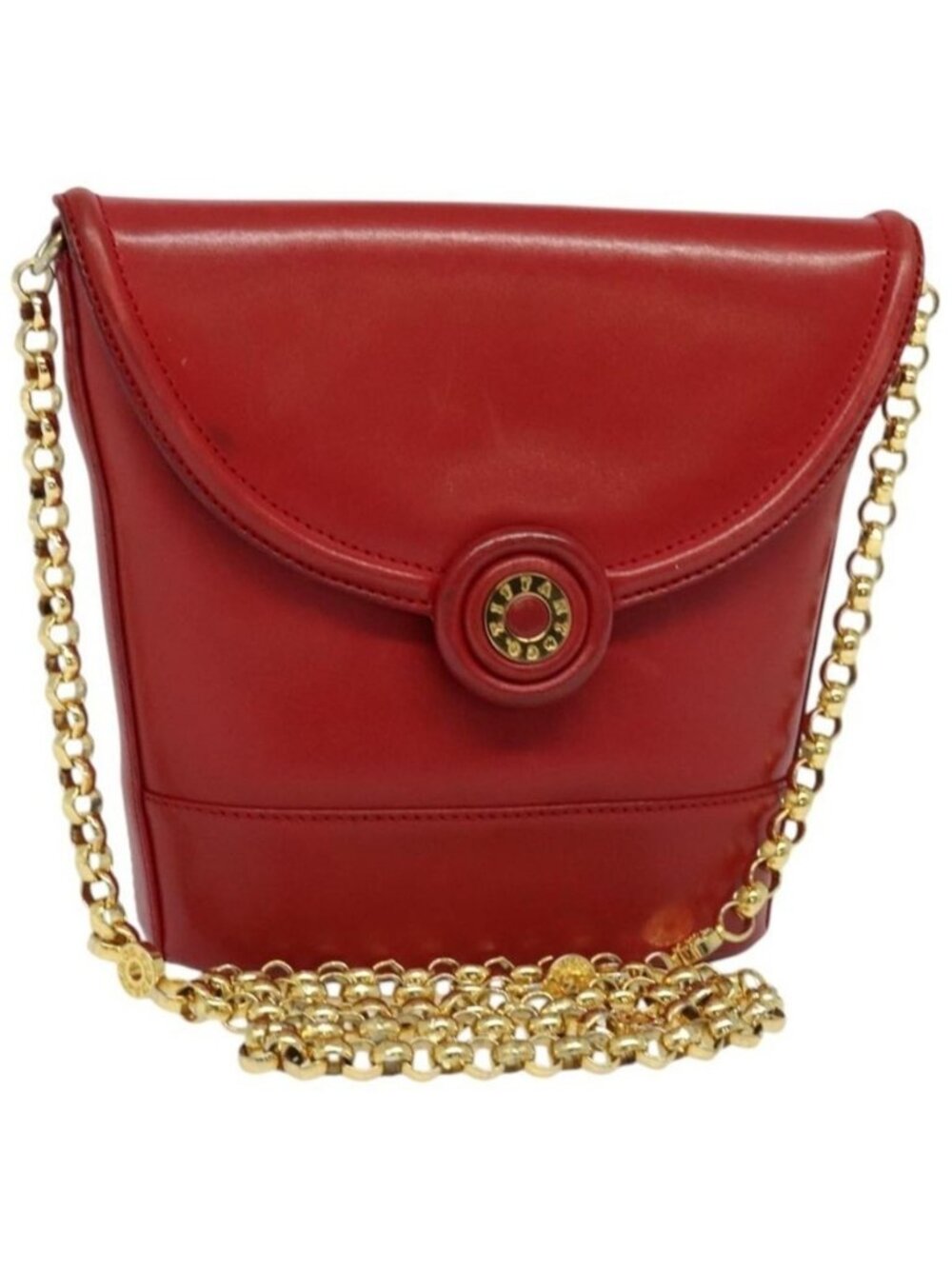 Authentic TIFFANY&Co. Chain Shoulder Bag Leather Red Gold